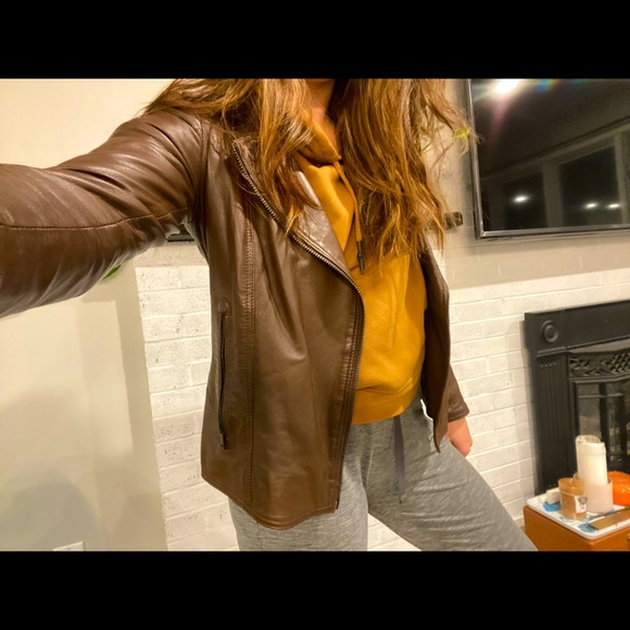 🐻 Danier Real Leather Jacket in Chocolate Brown - Picture 3 of 7